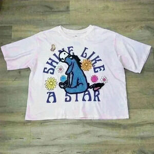 Eeyore  shine like a star Juniors Crochet Graphic T with Short Sleeves, Sizes XL